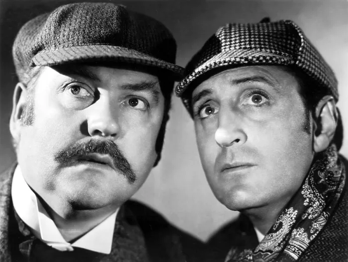Framed Print : THE HOUND OF THE BASKERVILLES, (l to r): Nigel Bruce & Basil Rathbone, 1939, TM and Copyright 20th Century Fox Film Corp. All rights reserved. / Courtesy Everett Collection