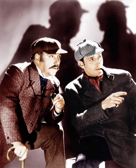 Framed Print : THE HOUND OF THE BASKERVILLES, from left: Nigel Bruce, Basil Rathbone, 1939. 20th Century Fox Film Corporation, TM & Copyright / courtesy Everett Collection Framed Print : THE HOUND OF THE BASKERVILLES, from left: Nigel Bruce, Basil Rathbone, 1939. 20th Century Fox Film Corporation, TM & Copyright / courtesy Everett Collection