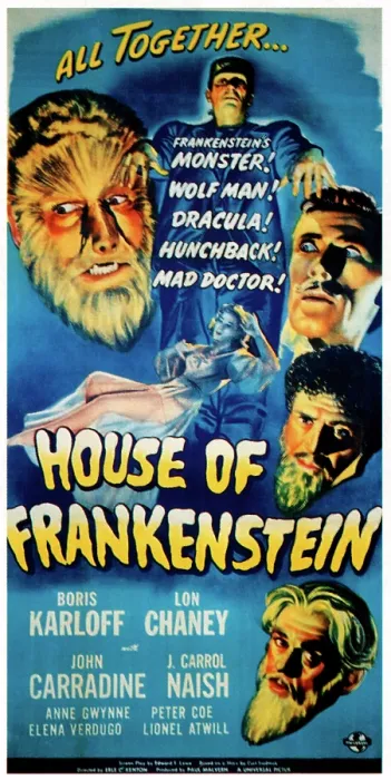 Framed Print : HOUSE OF FRANKENSTEIN, Lon Chaney Jr. Glenn Strange, John Carradine, J. Carrol Naish, Boris Karloff, 1944 Framed Print : HOUSE OF FRANKENSTEIN, Lon Chaney Jr. Glenn Strange, John Carradine, J. Carrol Naish, Boris Karloff, 1944