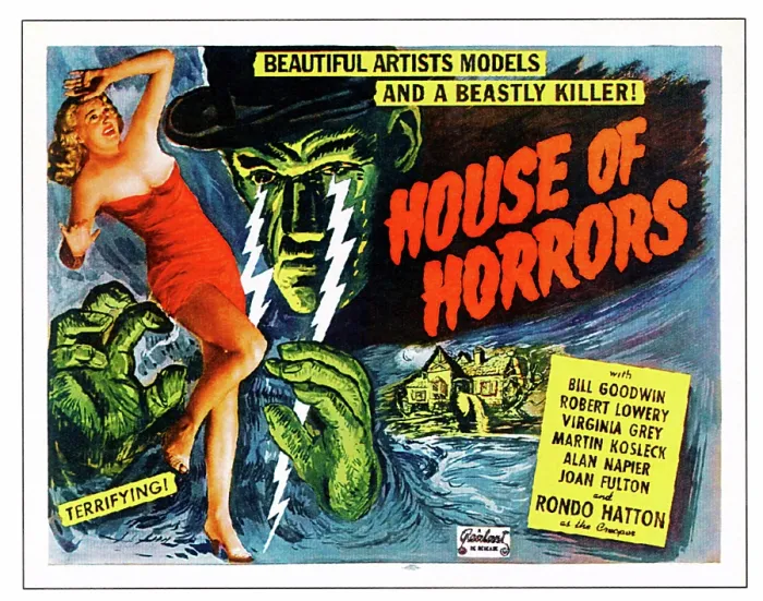 Framed Print : HOUSE OF HORRORS, l-r: Virginia Grey, Rondo Hatton on 1952 poster art, 1946 Framed Print : HOUSE OF HORRORS, l-r: Virginia Grey, Rondo Hatton on 1952 poster art, 1946