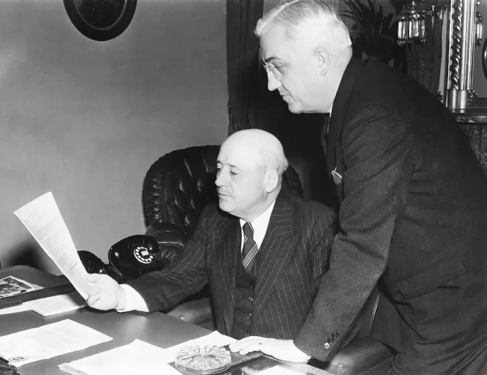 Framed Print : House Speaker Sam Rayburn, holding President Franklin Roosevelt's request for $7 billion Framed Print : House Speaker Sam Rayburn, holding President Franklin Roosevelt's request for $7 billion