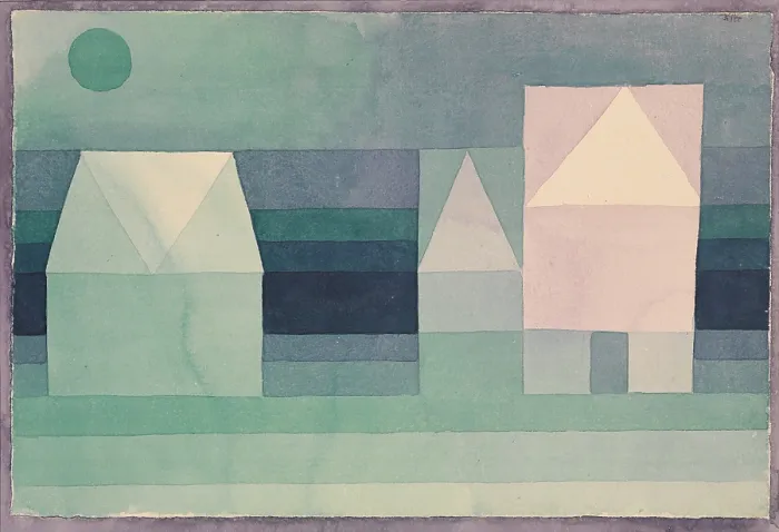 Framed Print : THREE HOUSES, by Paul Klee, 1922, Swiss drawing, watercolor on paper
