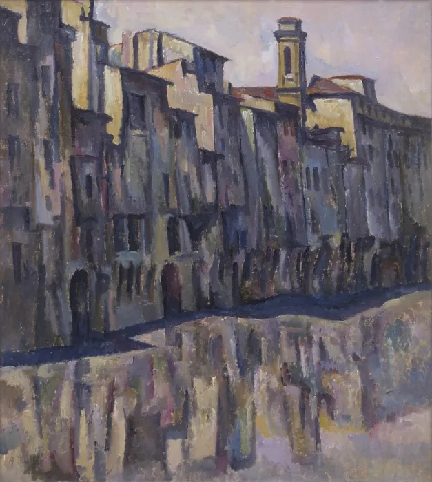 Framed Print : Houses in San Jacopo sopr'Arno, by Alfredo Muller, 1915, 20th Century, oil on canvas - Private collection. Whole artwork view Framed Print : Houses in San Jacopo sopr'Arno, by Alfredo Muller, 1915, 20th Century, oil on canvas - Private collection. Whole artwork view