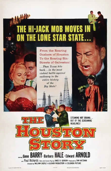 Framed Print : THE HOUSTON STORY, US poster art, left: Barbara Hale, Gene Barry; right, from top: Edward Arnold, Paul Richards, 1956 Framed Print : THE HOUSTON STORY, US poster art, left: Barbara Hale, Gene Barry; right, from top: Edward Arnold, Paul Richards, 1956