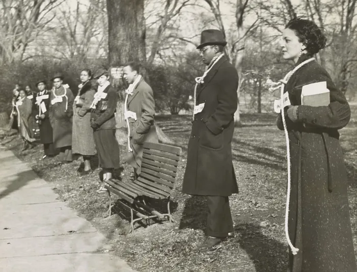 Framed Print : Howard University students wearing nooses protest the National Crime Conference, whose leaders refused to discuss lynching as a national crime. Washington, D.C. Dec