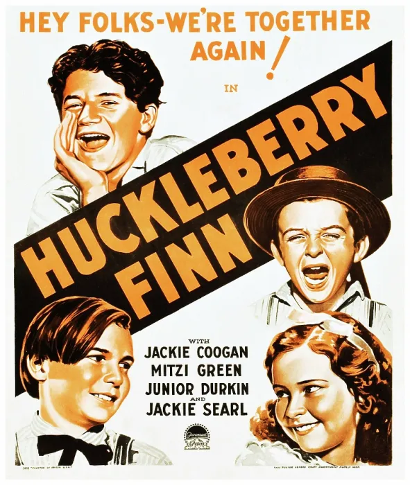 Framed Print : HUCKLEBERRY FINN, top: Junior Durkin, bottom left: Jackie Coogan, bottom right from top: Jackie Searl, bottom right: Mitzi Greene on poster art, 1931 Framed Print : HUCKLEBERRY FINN, top: Junior Durkin, bottom left: Jackie Coogan, bottom right from top: Jackie Searl, bottom right: Mitzi Greene on poster art, 1931