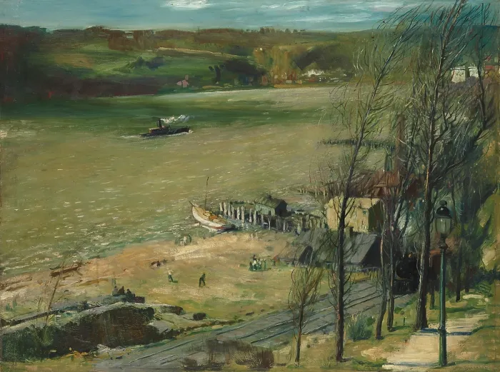 Framed Print : UP THE HUDSON, by George Bellows, 1908, American painting, oil on canvas