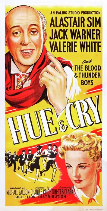 Framed Print : HUE AND CRY, from top: Alastair Sim, Valerie White on UK poster art, 1947