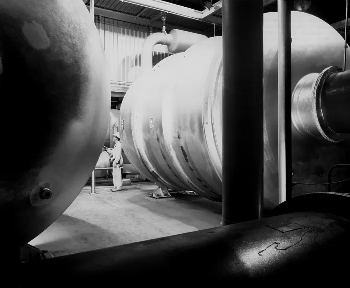 Framed Print : Huge compressors and converters at the Atomic Energy Commission's Oak Ridge Gaseous Diffusion Plant. Ca. 1972 (BSLOC_2014_6_60)