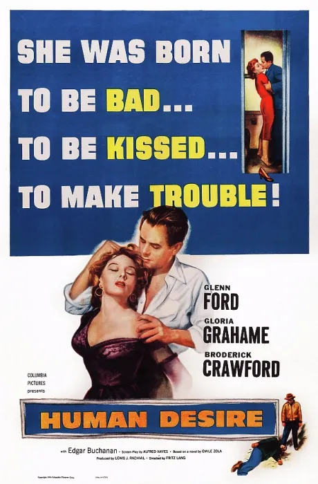 Framed Print : HUMAN DESIRE, US poster art, from left: Gloria Grahame, Glenn Ford, 1954