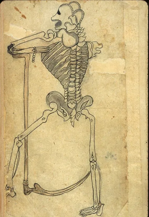 Framed Print : Human skeleton leaning on a pedestal drawn in ink and light-gray wash from a Persian translation of an Arabic medical book Framed Print : Human skeleton leaning on a pedestal drawn in ink and light-gray wash from a Persian translation of an Arabic medical book