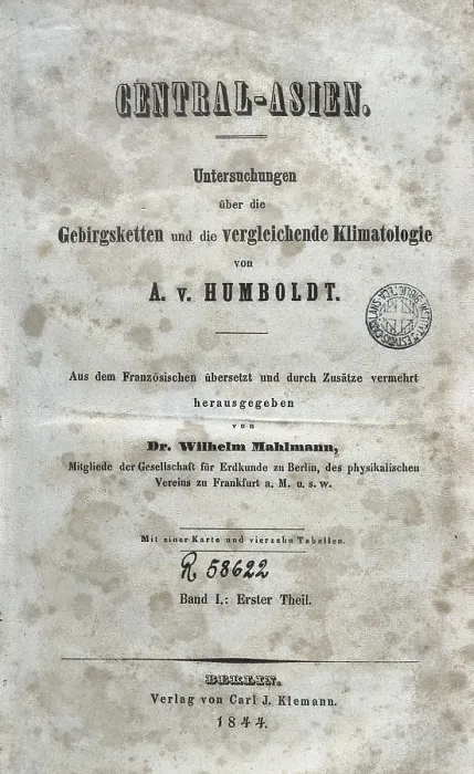 Framed Print : HUMBOLDT, Alexander von (1769-1859). 'Central Asien', work edited in Berlin in 1844. SPAIN. Barcelona. Biblioteca de Catalunya (National Library of Catalonia)
