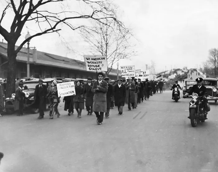 Framed Print : Hunger marchers demand cash relief and unemployment insurance in Washington, D.C. 1931. Courtesy: CSU Archives / Everett Collection