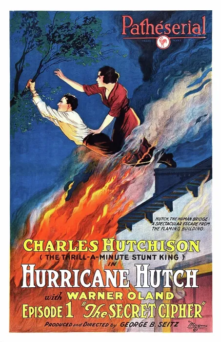 Framed Print : HURRICANE HUTCH, l-r: Charles Hutchison, Lucy Fox in Episode 1-The Secret Cipher on poster art, 1921 Framed Print : HURRICANE HUTCH, l-r: Charles Hutchison, Lucy Fox in Episode 1-The Secret Cipher on poster art, 1921