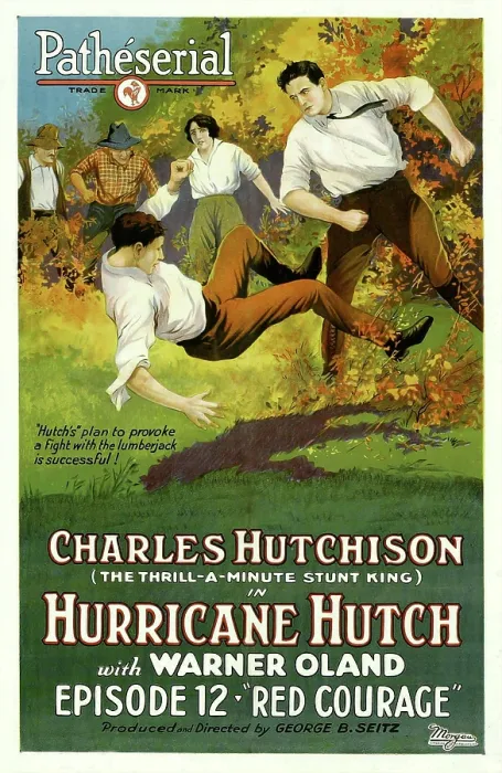 Framed Print : HURRICANE HUTCH, woman in background, center: Lucy Fox; man in foreground, right: Charles Huchinson, in: Episode 12, Red Courage, 1921