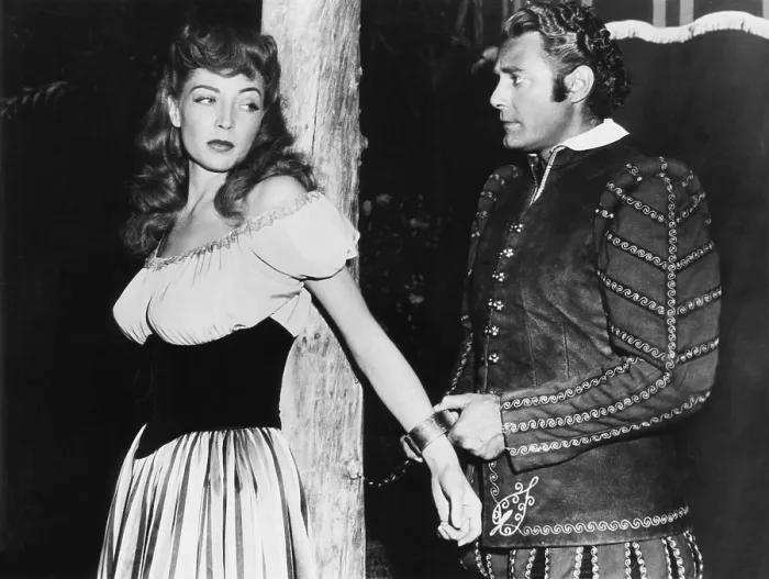 Framed Print : HURRICANE ISLAND, from left, Marie Windsor, Jon Hall, 1951