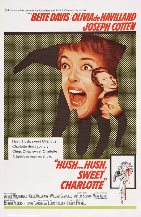 Framed Print : HUSH... HUSH, SWEET CHARLOTTE, center, screaming: Bette Davis; on right, from top: Olivia de Havilland, Joseph Cotten on 1-sheet poster art, 1964 Framed Print : HUSH... HUSH, SWEET CHARLOTTE, center, screaming: Bette Davis; on right, from top: Olivia de Havilland, Joseph Cotten on 1-sheet poster art, 1964
