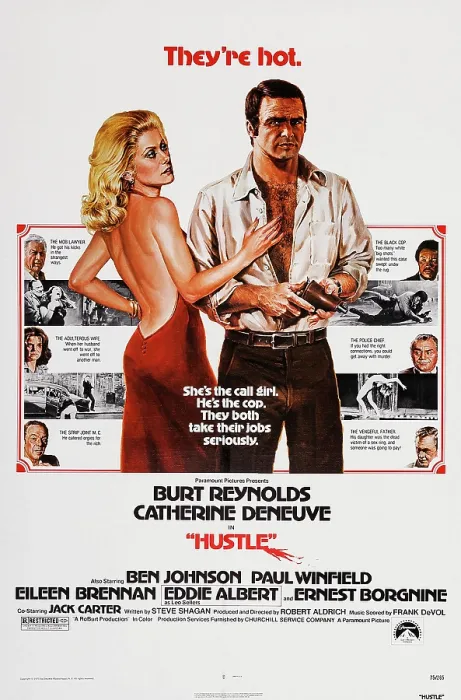 Framed Print : HUSTLE, center l-r: Catherine Deneuve, Burt Reynolds, left from top: Eddie Albert, Eilseen Brennan, Jack Carter, right from top: Paul Winfield, Ernest Borgnine Framed Print : HUSTLE, center l-r: Catherine Deneuve, Burt Reynolds, left from top: Eddie Albert, Eilseen Brennan, Jack Carter, right from top: Paul Winfield, Ernest Borgnine