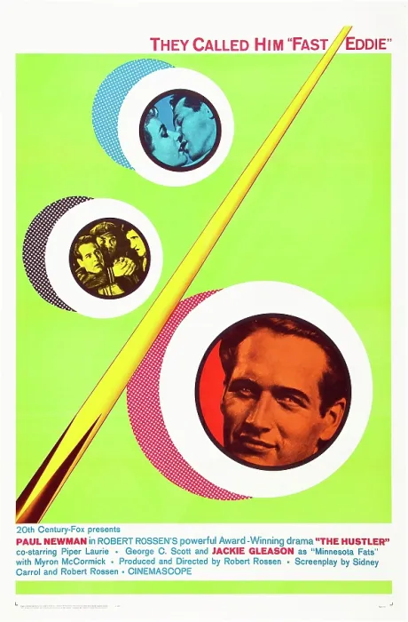 Framed Print : THE HUSTLER, US poster, top from left: Piper Laurie, Paul Newman, left from left: Paul Newman, bottom right: Paul Newman on 1964 reissue poster, 1961