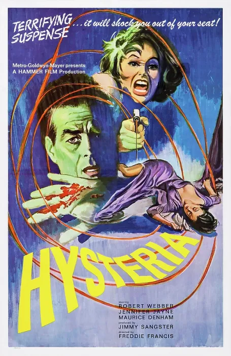 Framed Print : HYSTERIA, US poster art, from left: Robert Webber, Jennifer Jayne, Lelia Goldoni, 1965 Framed Print : HYSTERIA, US poster art, from left: Robert Webber, Jennifer Jayne, Lelia Goldoni, 1965
