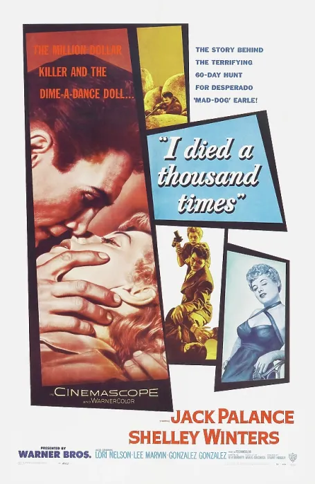 Framed Print : I DIED A THOUSAND TIMES, left from top: Jack Palance, Shelley Winters, center top: Jack Palance, center bottom: Shelley Winters, Jack Palance, far right: Shelley Winters, 1955 Framed Print : I DIED A THOUSAND TIMES, left from top: Jack Palance, Shelley Winters, center top: Jack Palance, center bottom: Shelley Winters, Jack Palance, far right: Shelley Winters, 1955