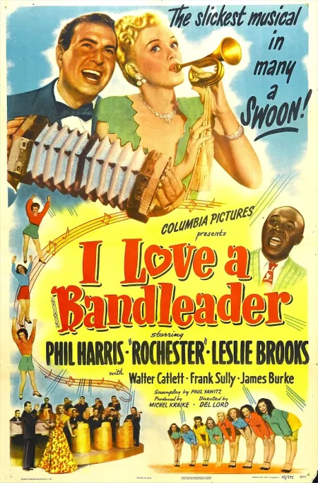 Framed Print : I LOVE A BANDLEADER, US poster, top from left: Phil Harris, Leslie Brooks, center right: Eddie Rochester Anderson, 1945 Framed Print : I LOVE A BANDLEADER, US poster, top from left: Phil Harris, Leslie Brooks, center right: Eddie Rochester Anderson, 1945