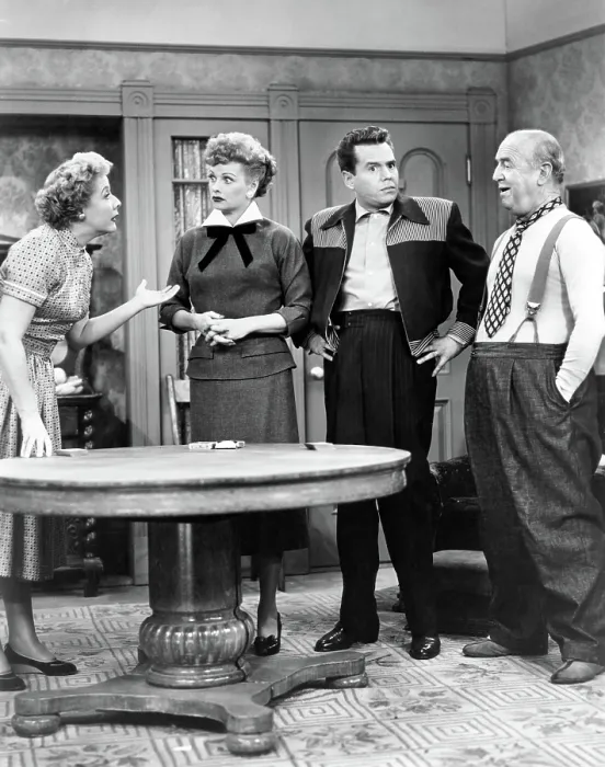 Framed Print : I LOVE LUCY, (from left): Vivian Vance, Lucille Ball, Desi Arnaz, William Frawley, 1951-57
