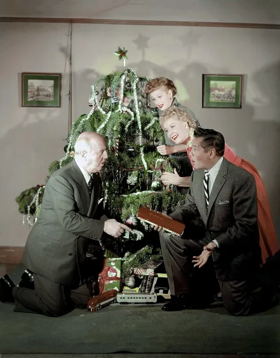 Framed Print : I LOVE LUCY, I Love Lucy Christmas Special, clockwise from left, William Frawley, Lucille Ball, Vivian Vance, Desi Arnaz, season 6, episode 11, aired December 24, 1956