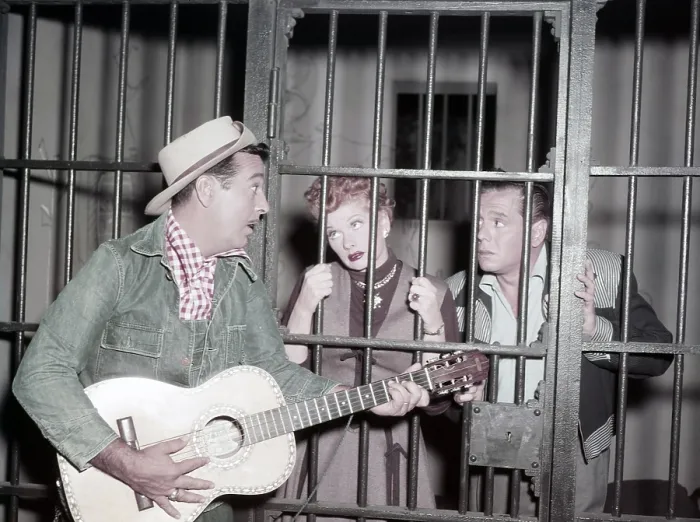 Framed Print : I LOVE LUCY, from left: Tennessee Ernie Ford, Lucille Ball, Desi Arnaz, Tennessee Bound, (Season 4, ep 414, aired January 24, 1955), 1951-1957