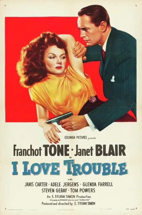 Framed Print : I LOVE TROUBLE, US poster art, Janet Blair, Franchot Tone, 1948