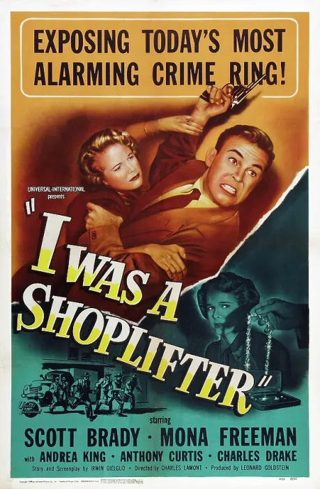 Framed Print : I WAS A SHOPLIFTER, US poster, from left: Mona Freeman, Scott Brady, Mona Freeman, 1950