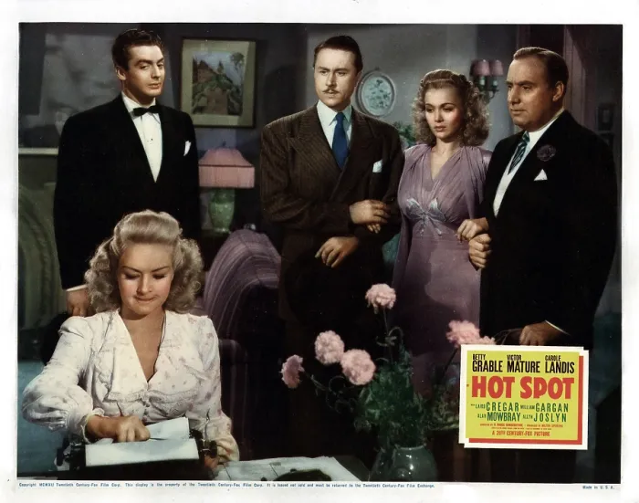 Framed Print : I WAKE UP SCREAMING, (aka HOT SPOT), Victor Mature, Betty Grable, Allyn Joslyn, Carole Landis, Alan Mowbray, 1941, TM & Copyright (c) 20th Century Fox Film Corp