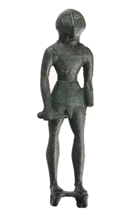 Framed Print : Iberian ex-voto: Warrior. 3rd BC. Iberian art. Sculpture on bronze. SPAIN. Madrid. National Museum of Archaeology. Proc: SPAIN. Santa Elena. Sanctuary of Collado de los Jardines