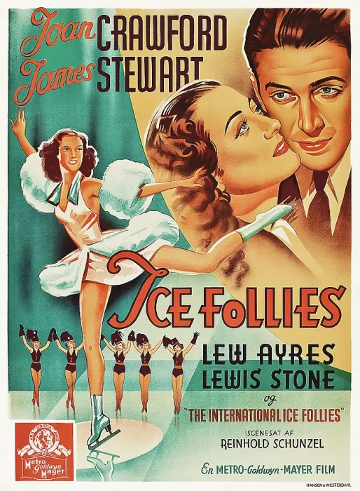 Framed Print : THE ICE FOLLIES OF 1939, (aka ICE FOLLIES), right from left: Joan Crawford, James Stewart on Belgian poster art, 1939