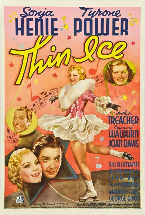 Framed Print : THIN ICE, Sonja Henie, Tyrone Power, Arthur Treacher, Joan Davis, 1937