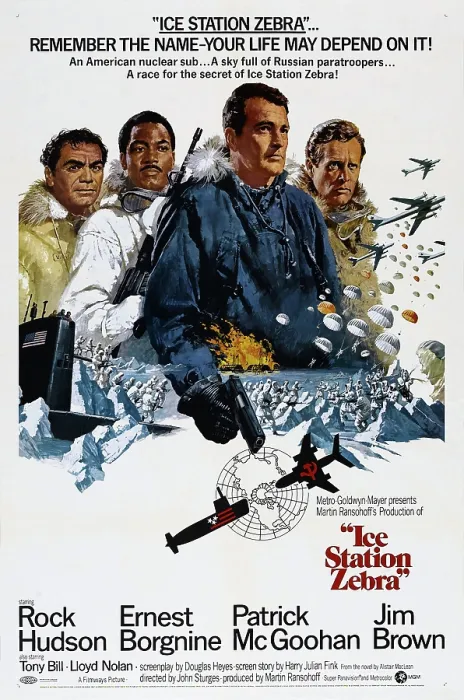 Framed Print : ICE STATION ZEBRA, US poster, from left: Ernest Borgnine, Jim Brown, Rock Hudson, Patrick McGoohan, 1968