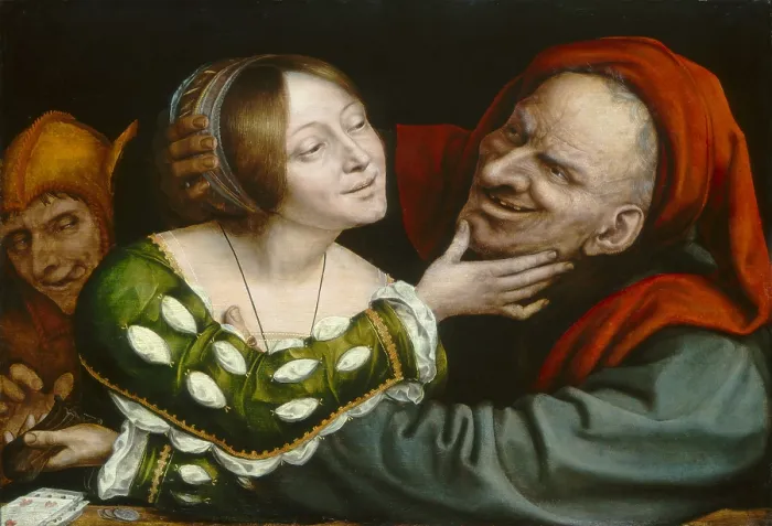 Framed Print : Ill-Matched Lovers, by Quentin Massys, 1520-25, Netherlandish painting, oil paint on panel Framed Print : Ill-Matched Lovers, by Quentin Massys, 1520-25, Netherlandish painting, oil paint on panel