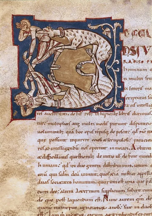 Framed Print : Illuminated initial. 12th c. It belongs to a copy of the work by St. Augustine of Hippo 'The City of God' (De civitate dei libri XXII)413 - 426. Romanesque art Framed Print : Illuminated initial. 12th c. It belongs to a copy of the work by St. Augustine of Hippo 'The City of God' (De civitate dei libri XXII)413 - 426. Romanesque art