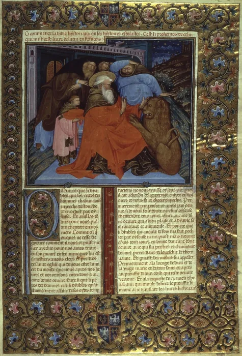 Framed Print : Illuminated Page from the Bible of Niccol III of Este, also known as Bible of Belbello, 1430 - 1435, 15th Century, manuscript on parchment - Vatican, Vatican City Framed Print : Illuminated Page from the Bible of Niccol III of Este, also known as Bible of Belbello, 1430 - 1435, 15th Century, manuscript on parchment - Vatican, Vatican City