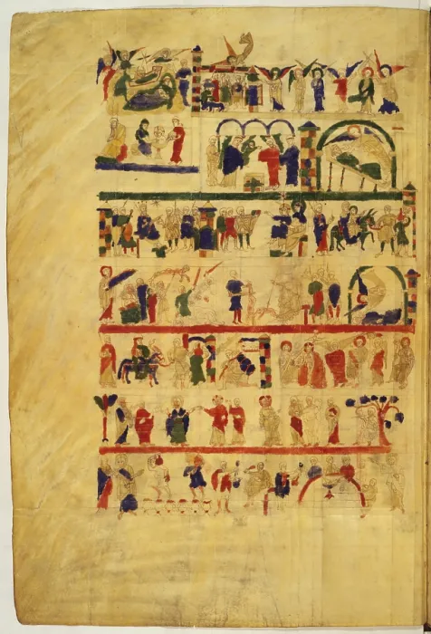 Framed Print : Illuminated Page of the Bible of Ripoll, 11th Century, miniature - Vatican City, Apostolic Vatican Library, Ms Lat 5729 f 366v. Whole artwork view