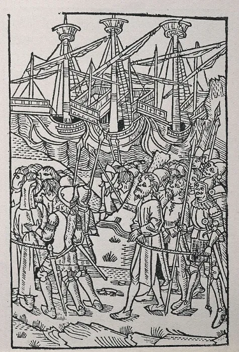Framed Print : Illustration of 'History of Vespasianus'. Edition printed in Zaragoza in 1495. Engraving. AISA / Everett Collection**US SALES ONLY**