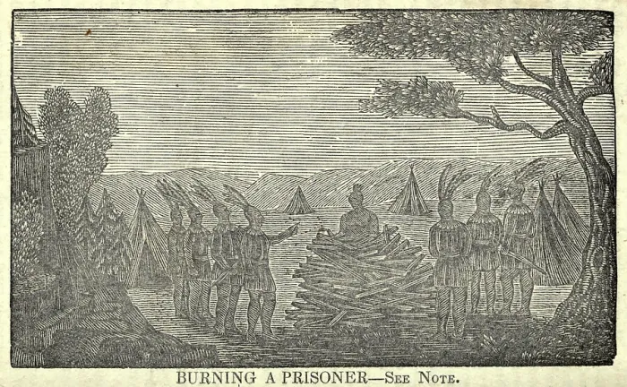 Framed Print : Illustration of Lewis and Clark's expedition from 1803-6. Indians burning a Prisoner