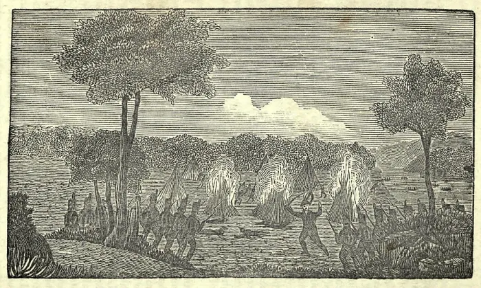 Framed Print : Illustration of Lewis and Clark's expedition from 1803-6. Soldiers burning an Indian encampment Framed Print : Illustration of Lewis and Clark's expedition from 1803-6. Soldiers burning an Indian encampment