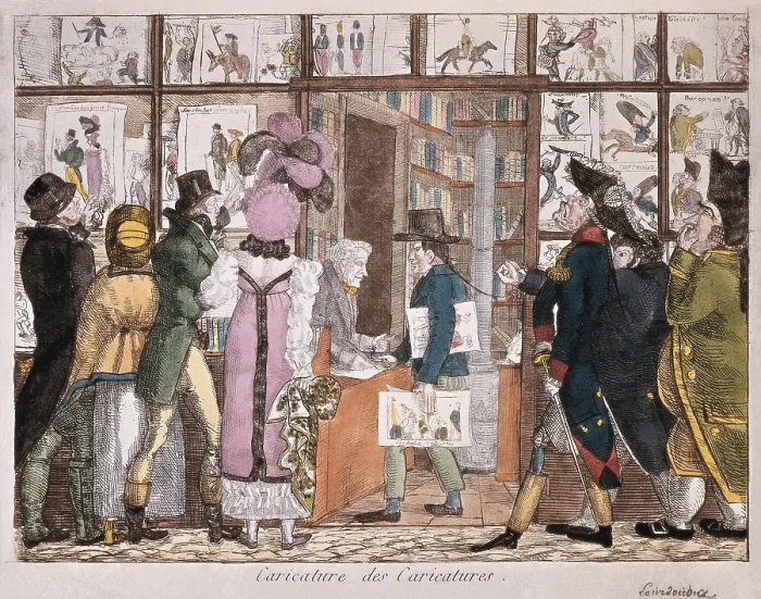 Framed Print : Illustration Market. From the series 'Caricature des caricatures'. Litography. FRANCE. Paris. National Library