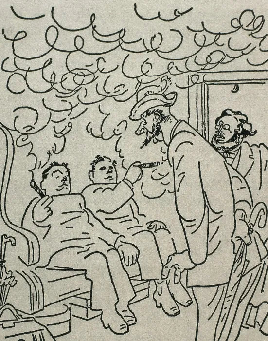 Framed Print : Illustration by Olaf Gulbransson for the work 'Lausbubengeschichten' (Brat stories) by Ludwig Thoma. Engraving. AISA / Everett Collection**US SALES ONLY**