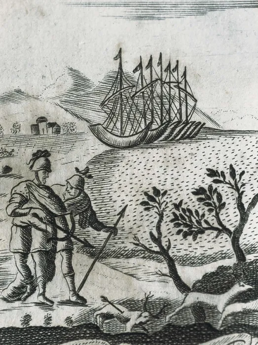 Framed Print : Illustration of 'The Aeneid' by Virgil. French edition published in Paris in 1729. Engraving. AISA / Everett Collection**US SALES ONLY**