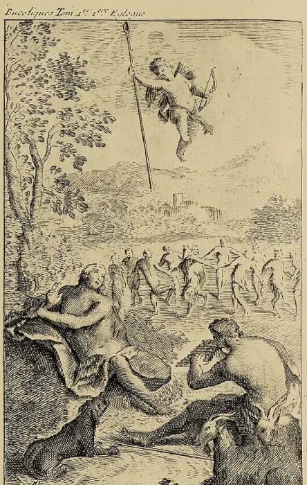 Framed Print : Illustration of 'The Bucolics' by Virgil. Eclogue 1 from Volume 1. French edition of 1729. Engraving. AISA / Everett Collection**US SALES ONLY**