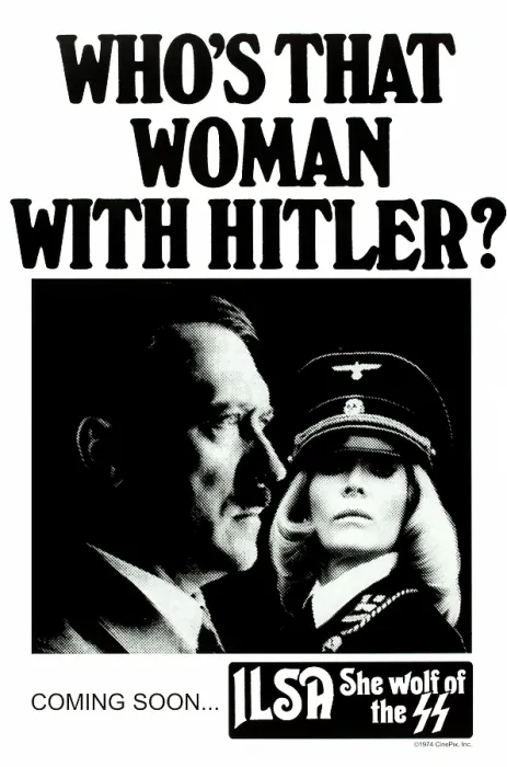 Framed Print : ILSA: SHE WOLF OF THE SS, l-r: Adolf Hitler, Dyanne Thorne on Canadian poster art, 1974