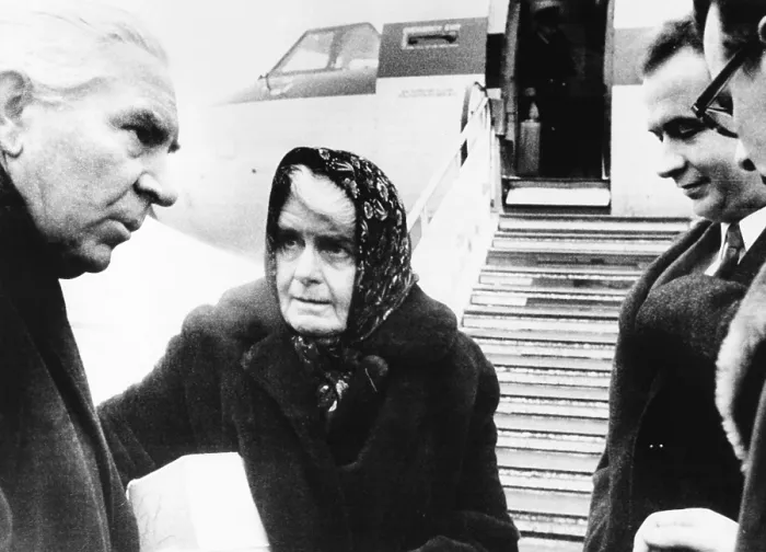 Framed Print : Ilse Prhl Hess and son Wolf Ruediger, (right, without glasses) at Berlin Airport, Dec. 24, 1969