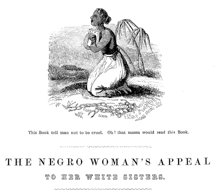 Framed Print : Image Detail from front page of abolitionist poem: The Negro Woman's Appeal To Her White Sisters, Richard Barrett, printer, Mark Lane, London, circa 1850s